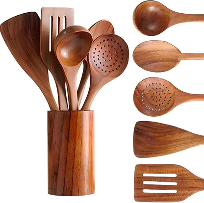 6-Piece Wooden Cooking Utensil Set