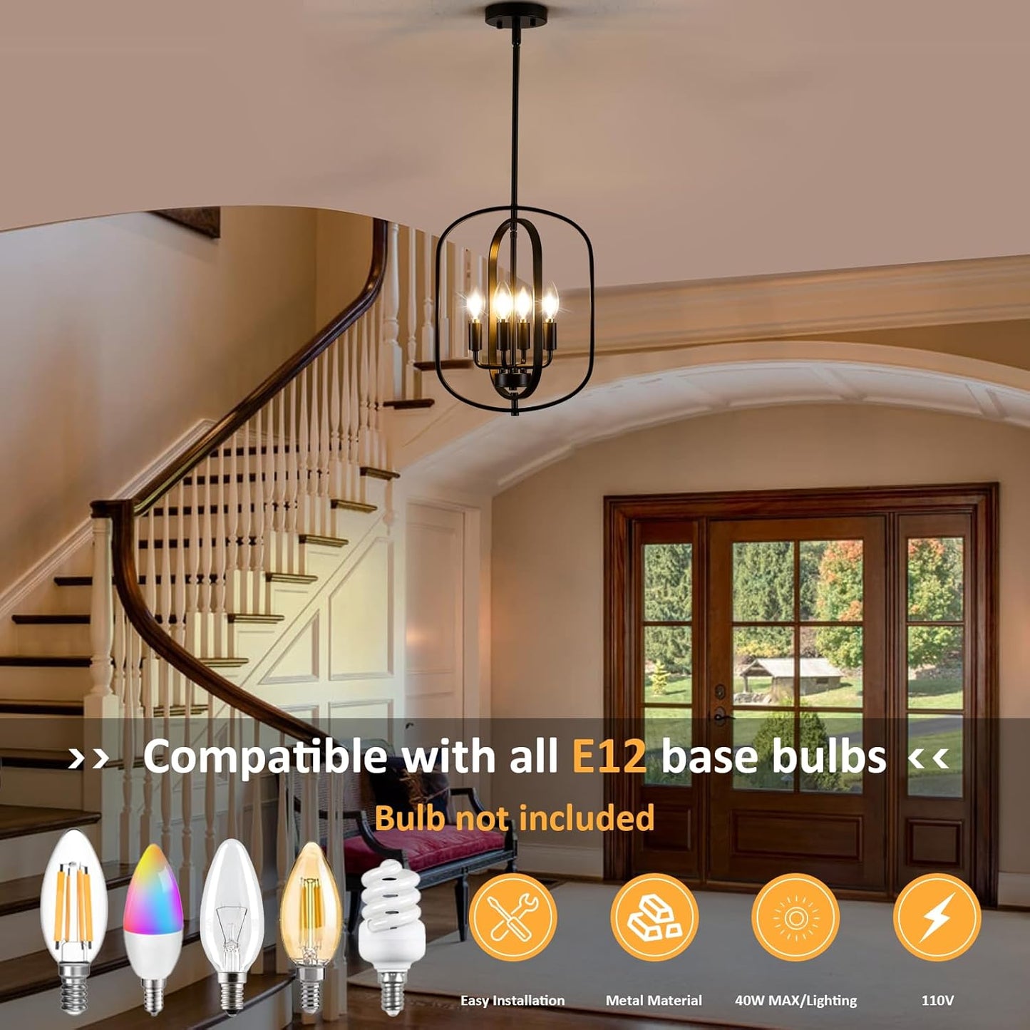 4-Light Farmhouse Chandelier
