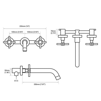 Retro Two-Handle Wall Mounted Faucet