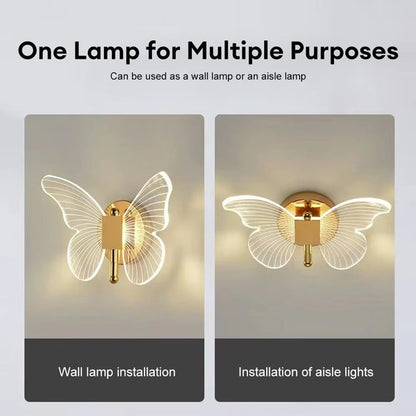 Butterfly-Shaped LED Wall Lamp with Three Lighting Modes