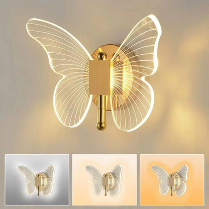 Butterfly-Shaped LED Wall Lamp with Three Lighting Modes